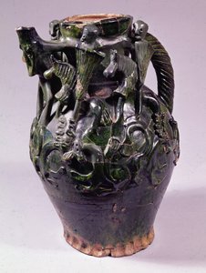 O Moot Hall Jug, chumbo vidrado, possivelmente de Nottingham ou Lincoln, c.1270 (cerâmica) de English School